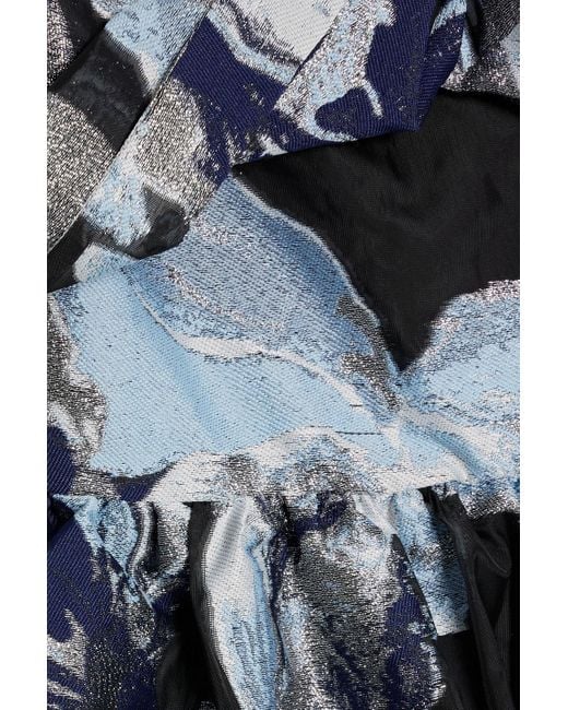Stine Goya White Everleigh Twisted Metallic Jacquard Midi Dress