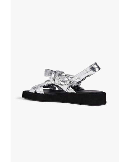 IRO Doofy Texturedleather Slingback Sandals in Metallic Lyst