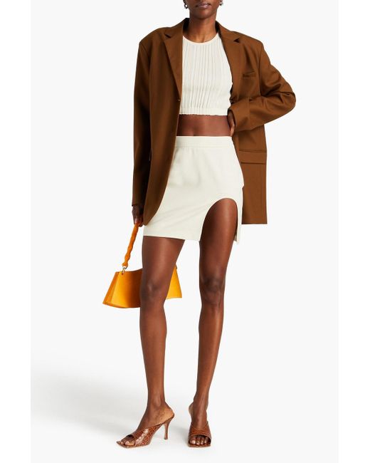 Zeynep Arcay Natural Cutout Wool-blend Mini Skirt