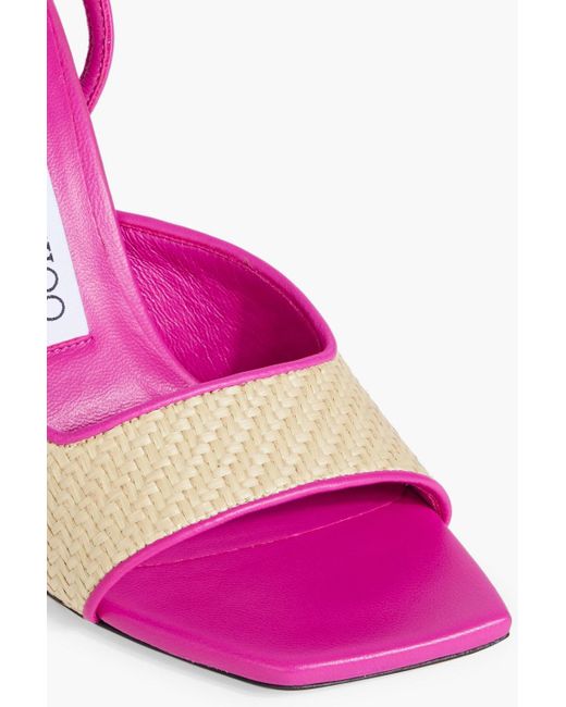 新品✨JIMMY CHOO　BERTELLE FLAT　レザー　リボン　ピンク Marinda|Rose/ライトゴールド カーフレザー・スモールレザー