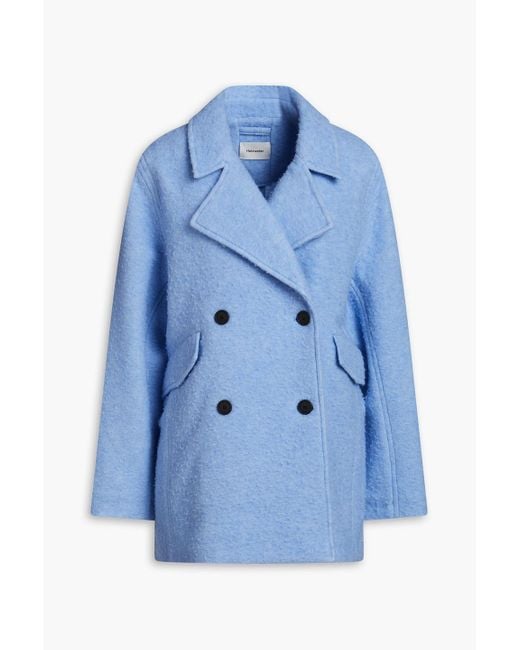 Holzweiler Blue Fozia Double-breasted Wool-blend Bouclé Coat