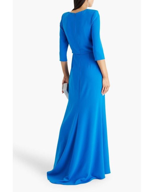 Badgley Mischka Blue Draped Crepe Gown