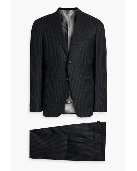 Thom Browne Black Pinstriped Wool-twill Suit for men