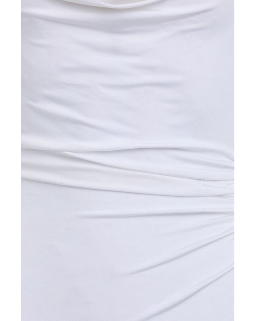 Magda Butrym White Floral-Appliquéd Draped Stretch-Jersey Maxi Dress