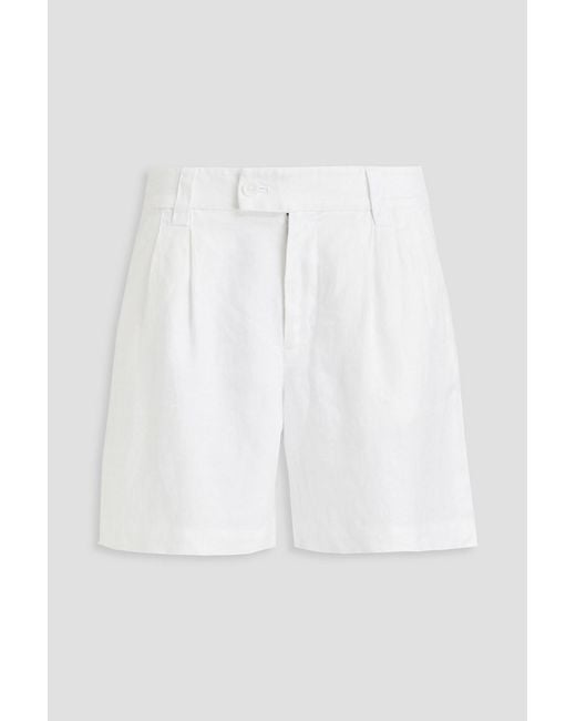 Alex Mill White Pleated Linen-Twill Shorts