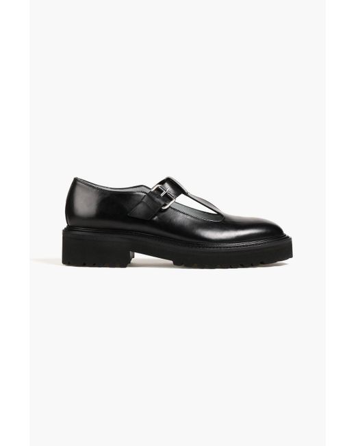 Paul Smith Black Daisy Buckle-detailed Leather Loafers