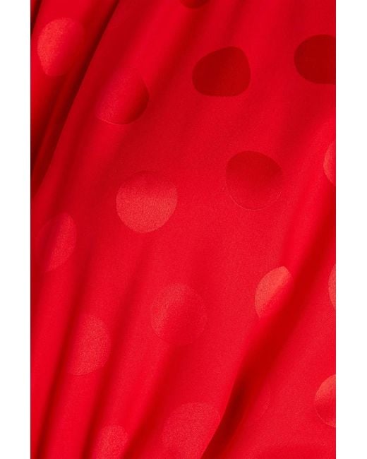 Dolce & Gabbana Red Shir Polka-dot Silk-jacquard Midi Dress