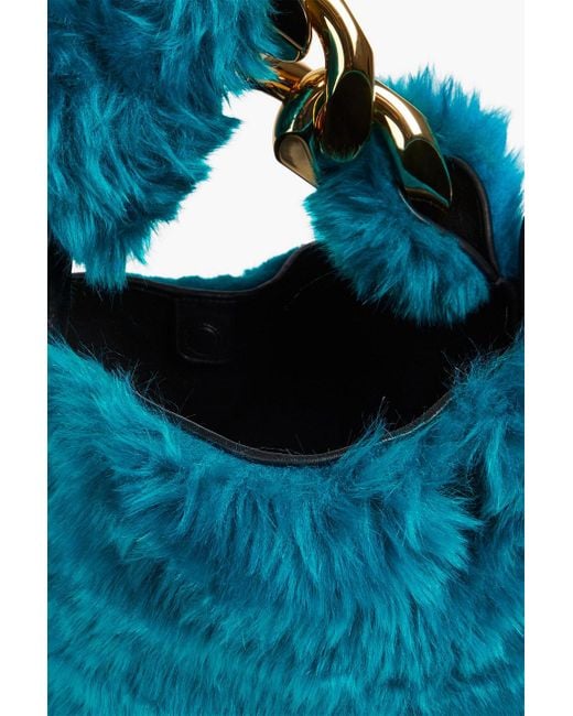 J.W. Anderson Blue Chain-embellished Faux Fur Shoulder Bag