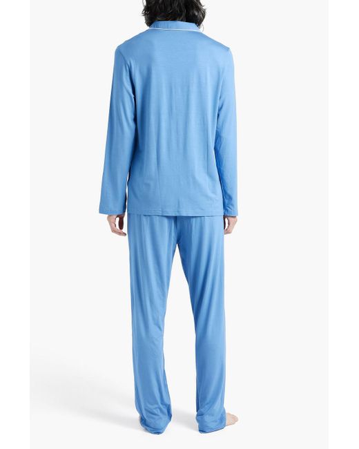 Derek Rose Basel pyjama aus jersey aus einer baumwoll-modalmischung in Blue für Herren