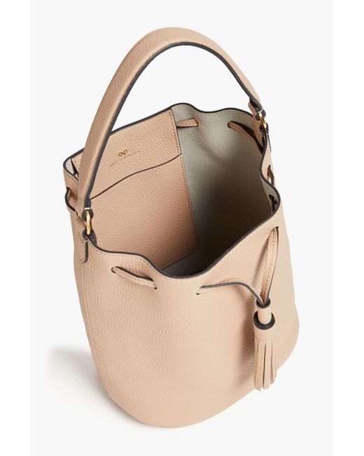 Anya Hindmarch Natural Tasseled Pebbled-leather Shoulder Bag