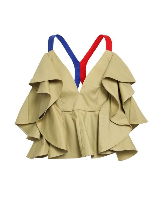 Rosie Assoulin Green Ruffled Cotton-twill Top