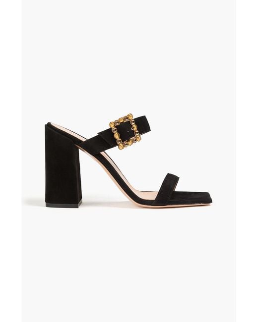 Gianvito Rossi Black Musa 95 Suede Mules