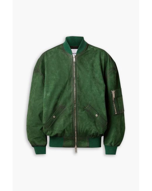 Halfboy Green Oversized Suede Bomber Jacket