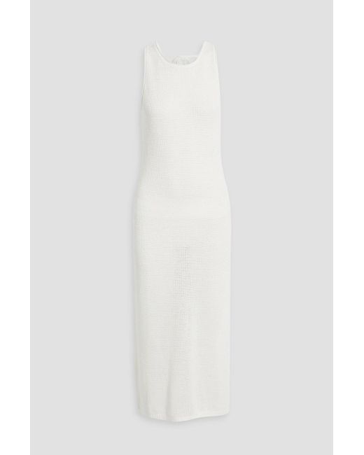 Onia White Crochet-knit Linen Midi Dress