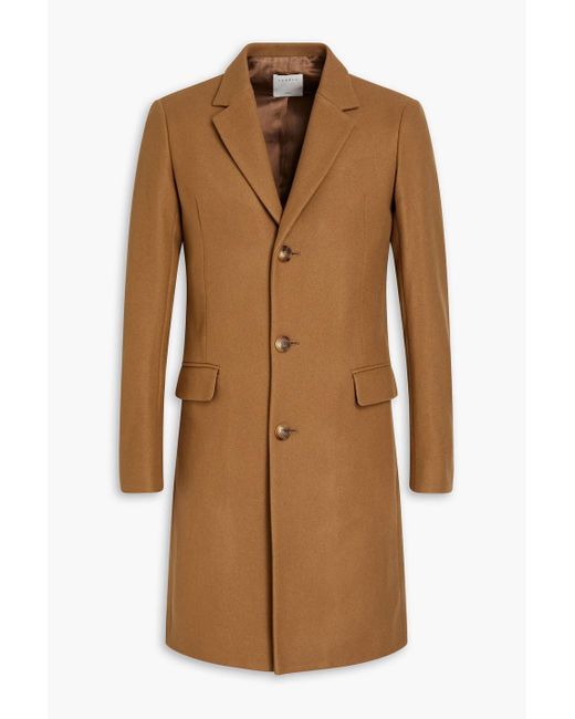 Sandro Brown Wool-blend Brushed-felt Coat for men