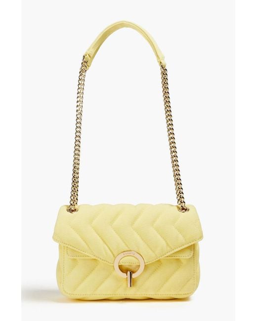 Sandro Yellow Quilted Canvas Shoulder Bag