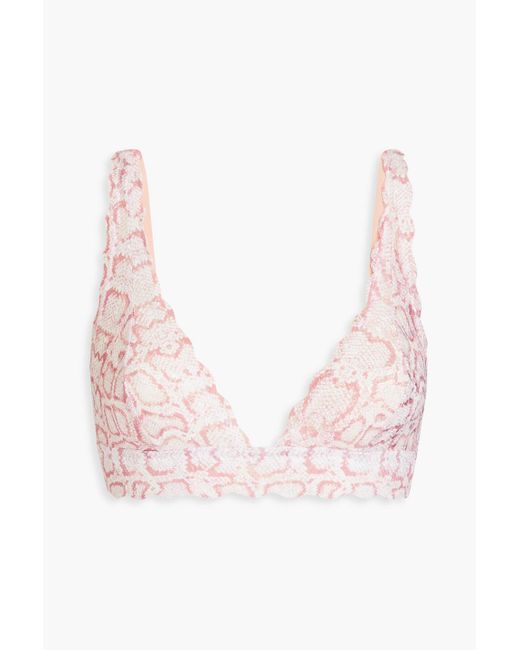 Cosabella Pink Never Say Never Snake-print Stretch-lace Bralette