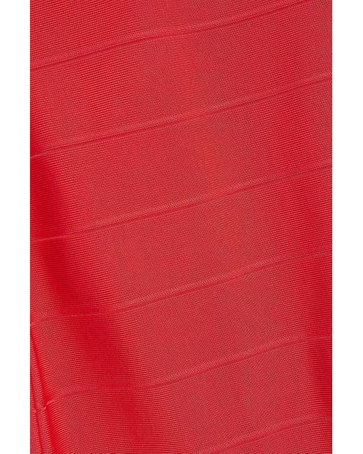 Hervé Léger Red Bandage One Shoulder Sheath Dress
