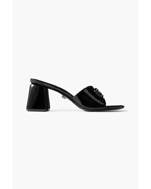 Versace Black Barret Embellished Patent-Leather Mules