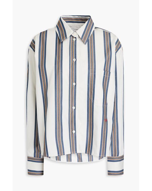 Victoria Beckham Blue Cropped Striped Cotton-poplin Shirt