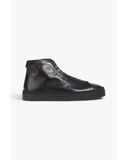 Giorgio Armani Black Leather High-top Sneakers for men