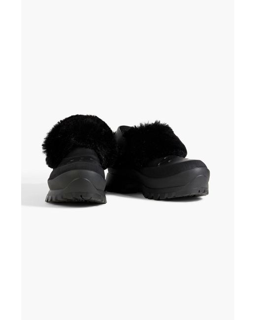Stella McCartney Black Trace Faux Fur, Faux Leather And Rubber Slingback Clogs