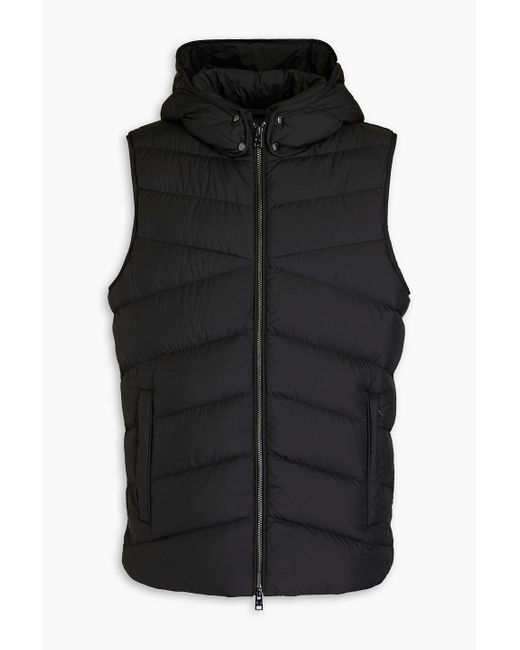 Woolrich Black Quilted Shell Hooded Vest for men