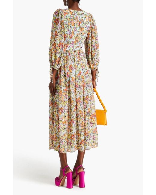 Maje Natural Cutout Floral-print Georgette Midi Dress