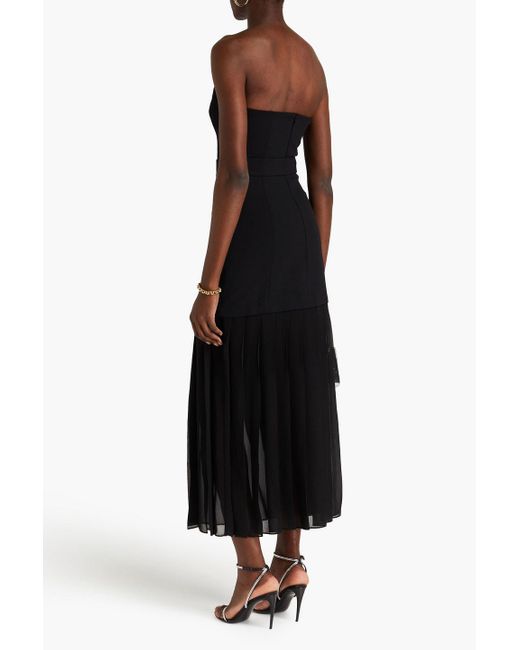 Nicholas Black Reagan Strapless Pleated Crepe And Georgette Maxi Dress