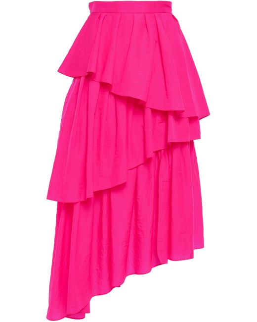 House of Holland Pink Asymmetric Midi Skirt