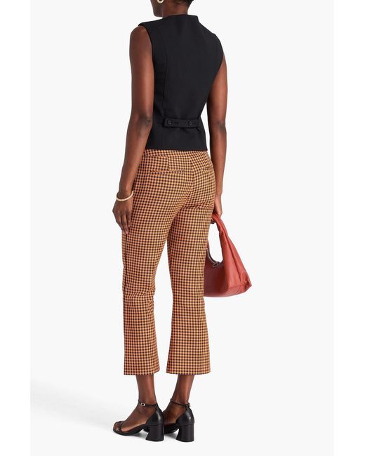 Marni Brown Checked Jacquard Kick-flare Pants