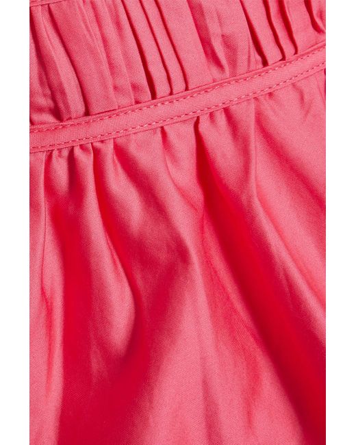 Aje. Red Calder Pintucked Cotton-poplin Mini Skirt
