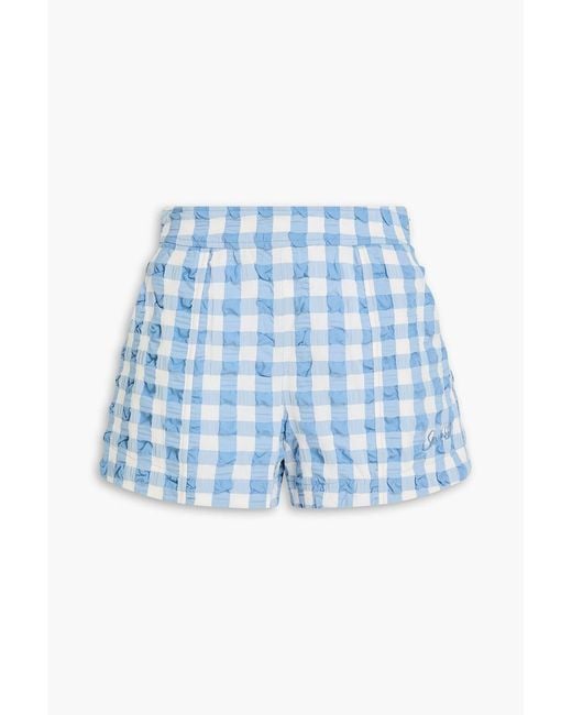 Jonathan Simkhai Blue Dax Gingham Seersucker Shorts