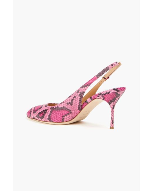 Sergio Rossi Pink Chichi Snake-effect Leather Slingback Pumps