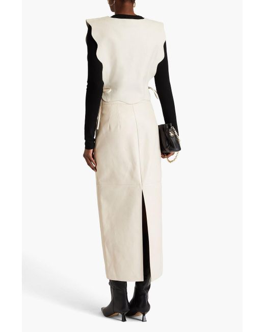 By Malene Birger White Rosseys Scalloped Leather Top