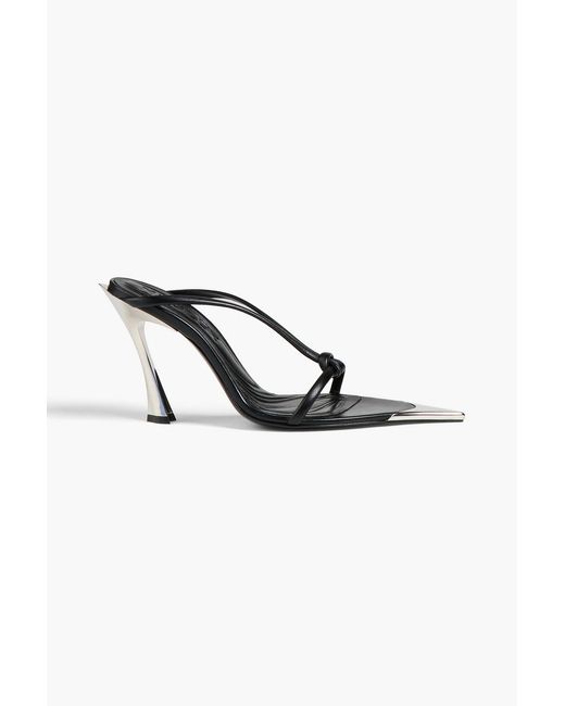 Mugler Black Knotted Leather Mules