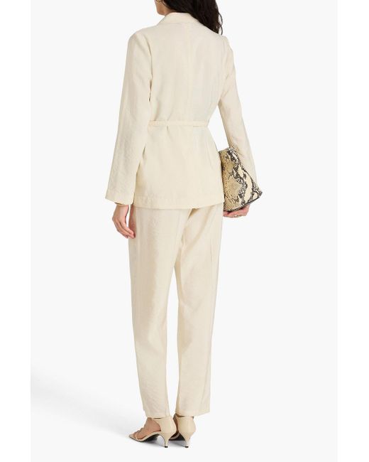 Joseph Natural Majet Double-Breasted Textured Silk-Blend Twill Blazer