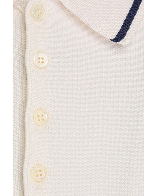 Thom Browne Natural Silk And Cotton-blend Piqué Polo Shirt for men