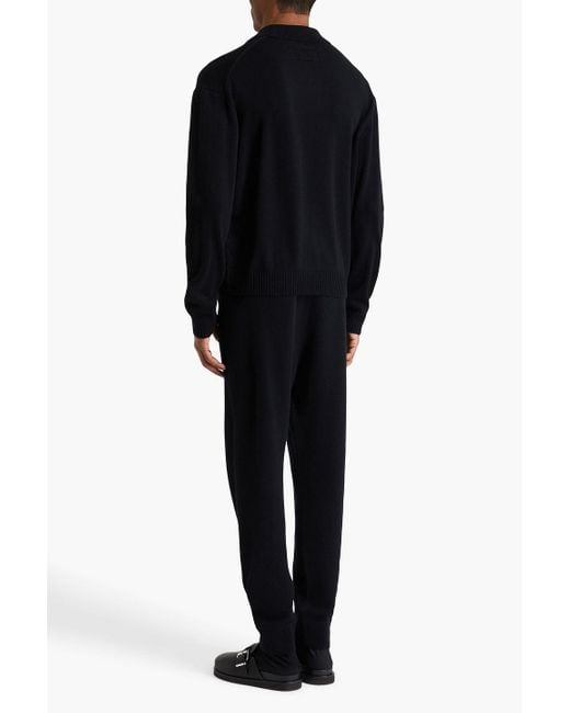 FRAME Black Wool And Silk-Blend Polo Sweater for men