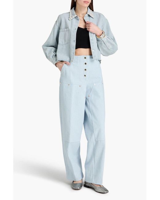 Sandro Blue High-rise Barrel-leg Jeans