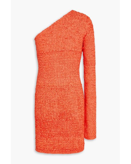 Nanushka Orange Mitra One-Shoulder Shirred Satin Mini Dress