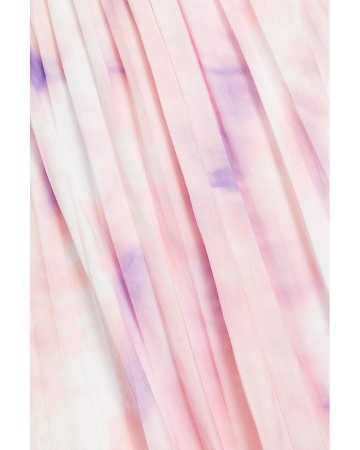 Maje Pink Asymmetrischer midirock aus satin mit falten und print
