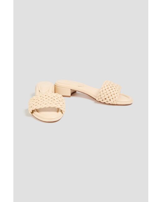 Alexandre Birman White Clarita Braided Leather Mules