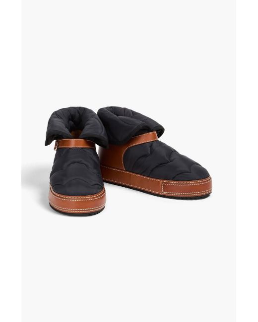 Chloé Black Quilted Shell And Leather Ankle Boots