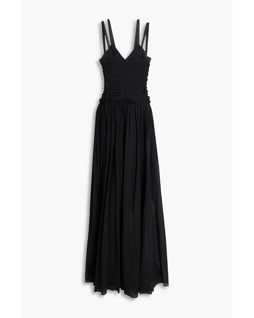 3.1 Phillip Lim Black Gathered Cotton And Silk-Blend Gown