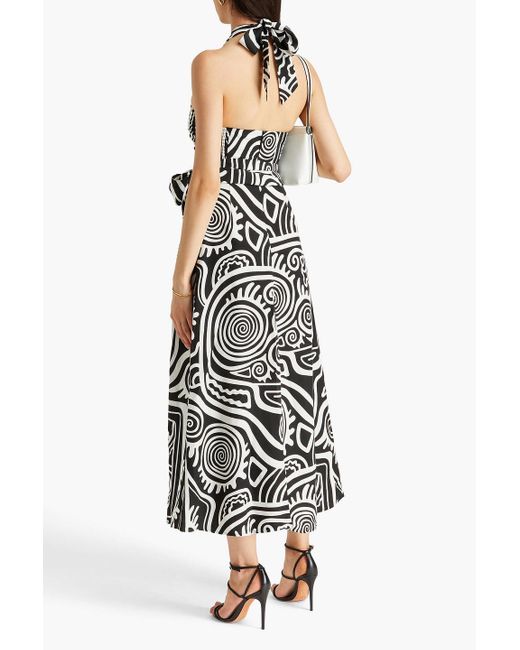 Mara Hoffman White Paula Two-tone Printed Tm And Linen-blend Midi Wrap Dress