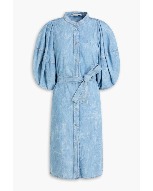 Stella McCartney Blue Belted Faded Denim Dress