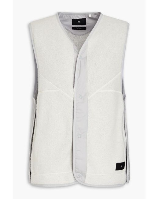 Y-3 White Shell-paneled Fleece Vest for men