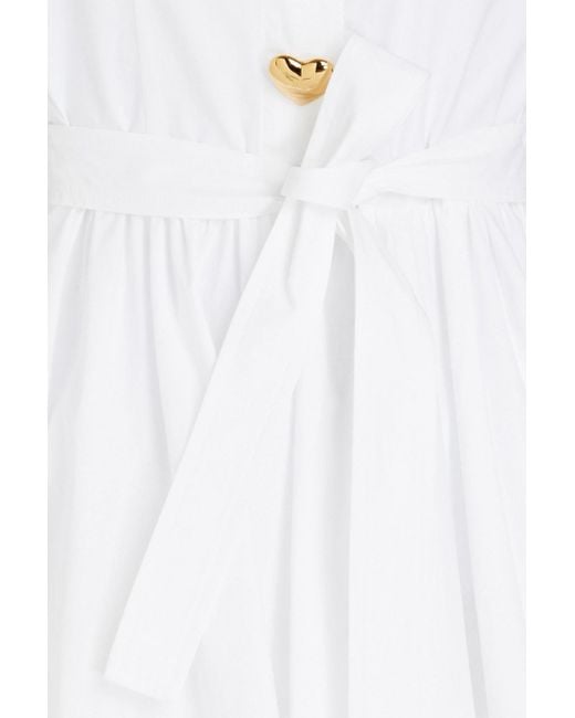 Moschino White Hemdkleid in minilänge aus popeline aus einer baumwollmischung mit zierknöpfen