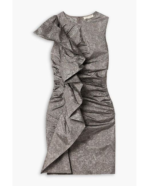 Ulla Johnson Gray Estella Ruffled Crinkled-Taffeta Mini Dress